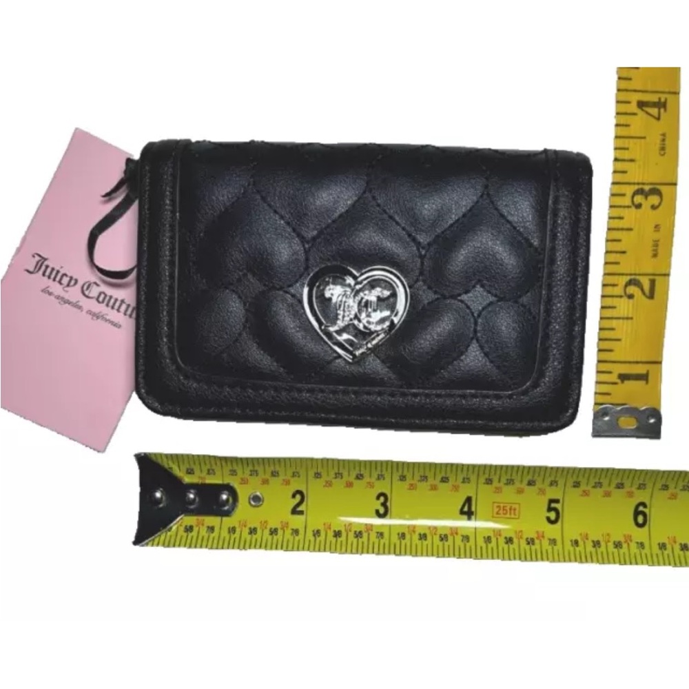 $35 Juicy Couture Flawless Slim Elongated Bifold Wallet Rhinestone Quilted Heart - Picture 8 of 8